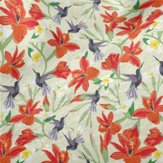 Hummingbird On Orange Flower Minky