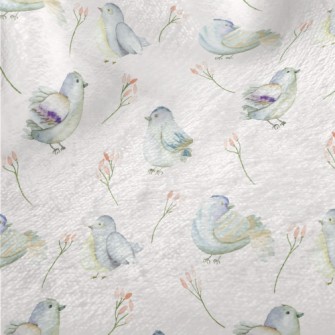 Blue Bird And Flower Minky