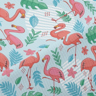Tropical Leaves Flamingo Piqué