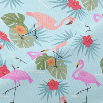 Hibiscus And Flamingo Piqué