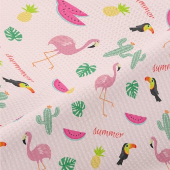 Cactus And Flamingo Piqué