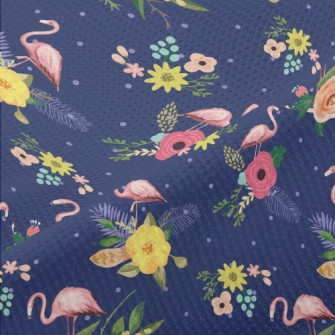 Flamingos And Flowers Piqué