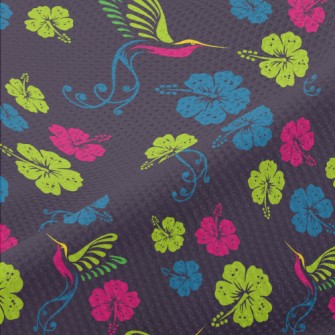 Hibiscus Flower And Hummingbir Piqué