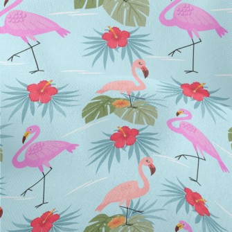 Hibiscus And Flamingo Lightweight Performance Linen