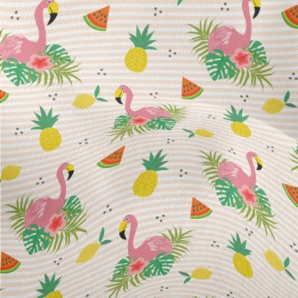Flowers And Flamingos Lightweight Performance Linen