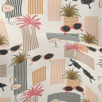 Retro Style Flamingo Lightweight Performance Linen