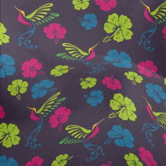 Hibiscus Flower And Hummingbir Lightweight Performance Linen