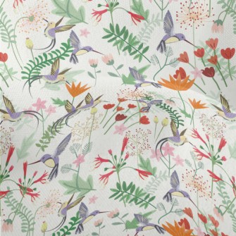 Hummingbird In The Garden Lightweight Performance Linen