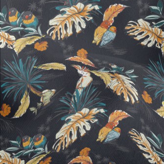 Tropical Plants And Parrots Lightweight Performance Linen