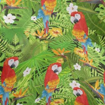 Flowers And Parrots Lightweight Performance Linen