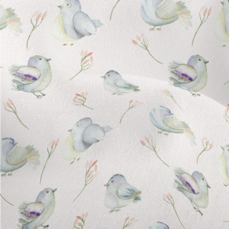 Blue Bird And Flower Lightweight Performance Linen