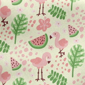 Watermelon And Flamingo Jersey Backed Fleece