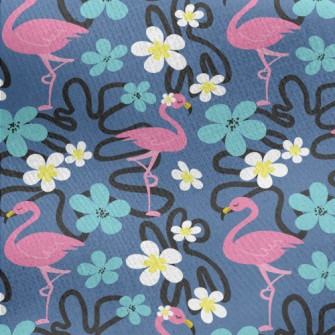 Small Flower Flamingo Jersey Backed Fleece