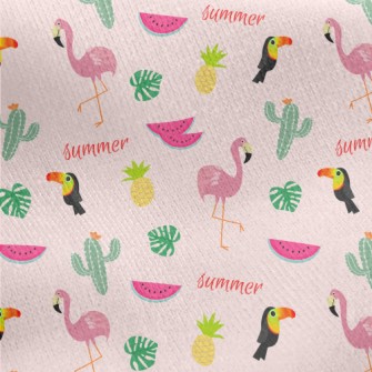 Cactus And Flamingo Jersey Backed Fleece
