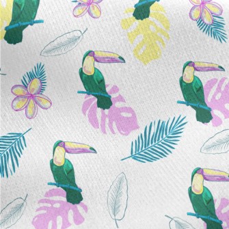 Palm Leaf Toucan Jersey Backed Fleece