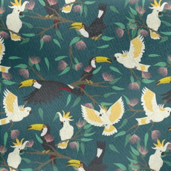 Toucans And Parrots Jersey Backed Fleece