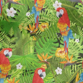 Flowers And Parrots Jersey Backed Fleece