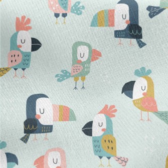 Parrots And Toucans Jersey Backed Fleece