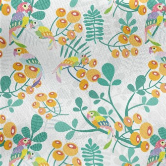 Parrot And Orange Blossom Jersey Backed Fleece