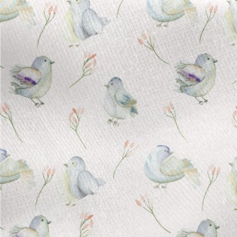 Blue Bird And Flower Jersey Backed Fleece