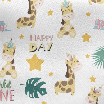 Birthday Hat Giraffe Jersey Backed Fleece