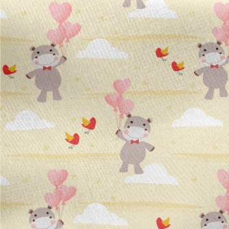 Love Balloon Hippopotamus Jersey Backed Fleece