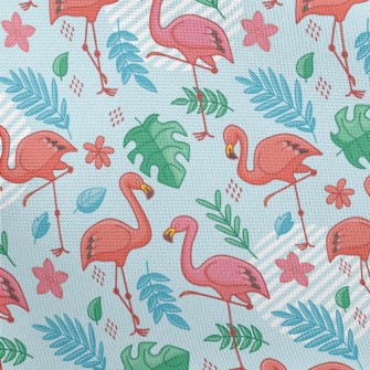 Tropical Leaves Flamingo Pongee