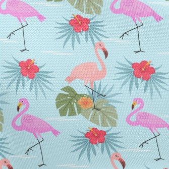 Hibiscus And Flamingo Pongee