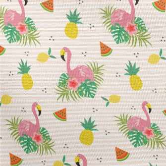 Flowers And Flamingos Pongee