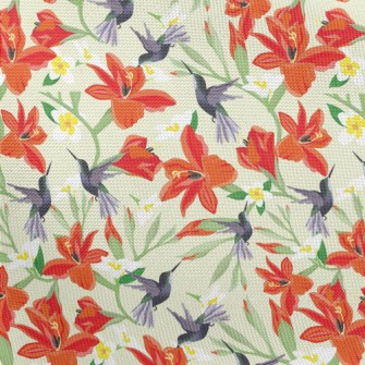 Hummingbird On Orange Flower Pongee