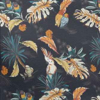 Tropical Plants And Parrots Pongee