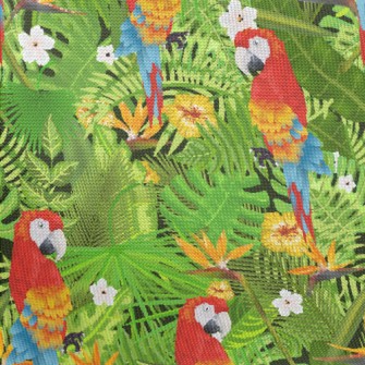 Flowers And Parrots Pongee
