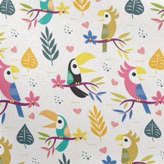 Cute Toucan And Parrot Pongee