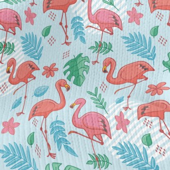 Tropical Leaves Flamingo Stretch Jersey