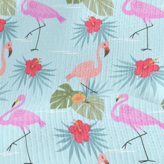 Hibiscus And Flamingo Stretch Jersey