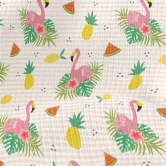 Flowers And Flamingos Stretch Jersey