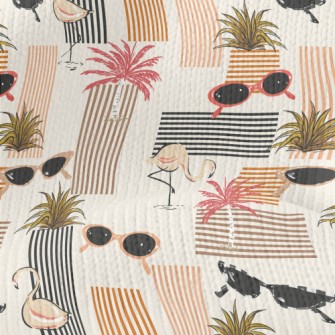 Retro Style Flamingo Stretch Jersey