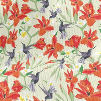 Hummingbird On Orange Flower Stretch Jersey