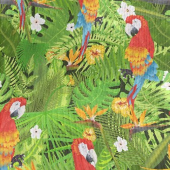 Flowers And Parrots Stretch Jersey