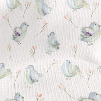 Blue Bird And Flower Stretch Jersey