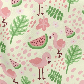 Watermelon And Flamingo Lightweight Cotton Poplin