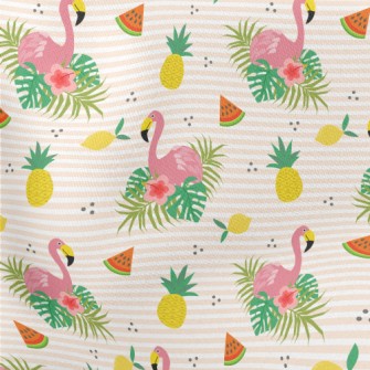 Flowers And Flamingos Lightweight Cotton Poplin