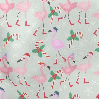 Christmas Flamingo Lightweight Cotton Poplin