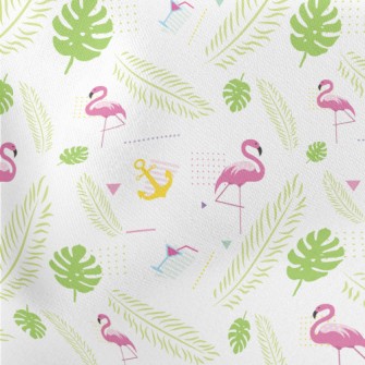 Green Leaf Flamingo Lightweight Cotton Poplin
