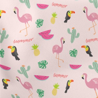 Cactus And Flamingo Lightweight Cotton Poplin