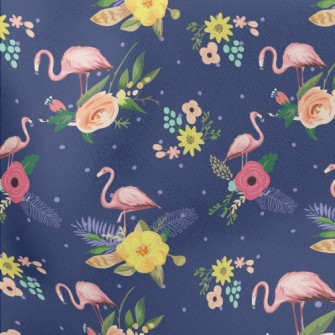 Flamingos And Flowers Lightweight Cotton Poplin