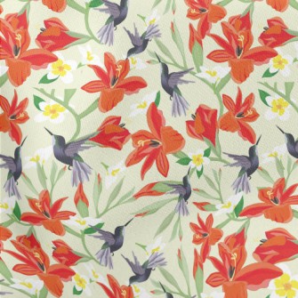 Hummingbird On Orange Flower Lightweight Cotton Poplin