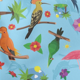 Various Parrots Lightweight Cotton Poplin