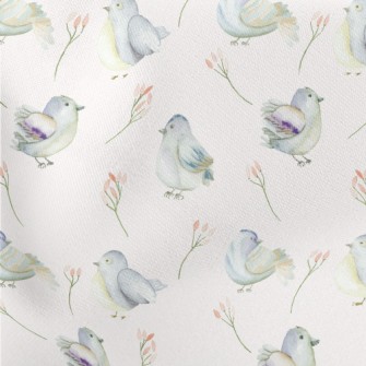 Blue Bird And Flower Lightweight Cotton Poplin