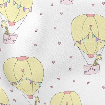 Hot Air Balloon Giraffe Lightweight Cotton Poplin